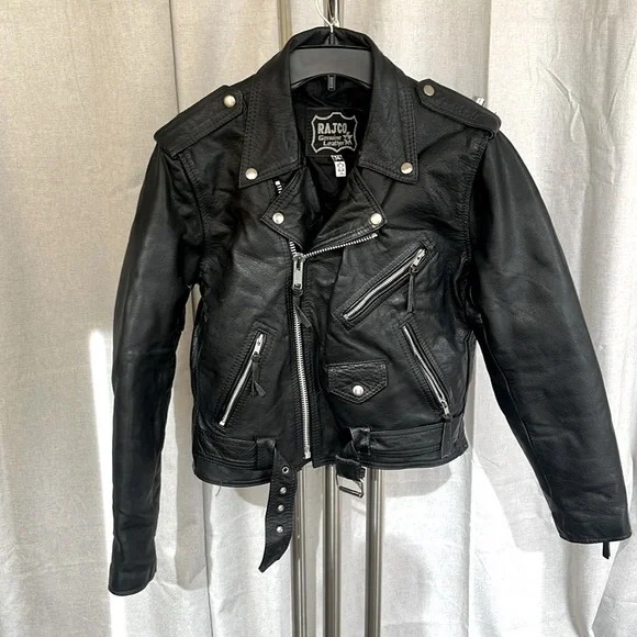 Vintage Leather Biker Moto Jacket Coat - Small - Picture 1 of 5
